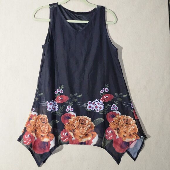 Body Central Black Floral Chiffon Sleeveless Irregular Mini Dress Medium Sexy - Picture 8 of 9
